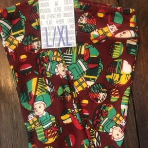 LuLaRoe L/XL Kids Elf Holiday Christmas Leggings